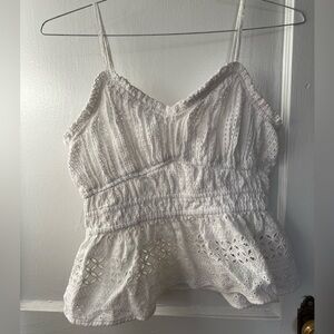 Boden lace cami peplum top in white